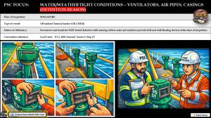 PSC FOCUS: WATER/WEATHERTIGHT CONDITIONS – VENTILATORS, AIR PIPES, CASINGS (DETENTION REASON) 