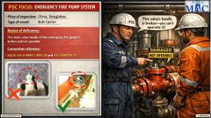 PSC FOCUS: EMERGENCY FIRE PUMP SYSTEM_The drain valve handle of the emergency fire pump is broken and not operable 