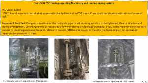 One uscg psc finding regarding machinery and marine piping systems  