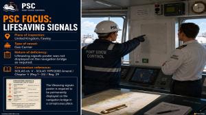 PSC FOCUS_LIFESAVING SIGNALS_Lifesaving signals poster was not displayed on the navigation bridge as required 