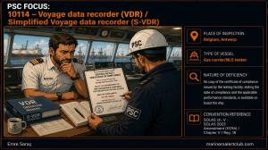 PSC FOCUS: 10114 - Voyage data recorder (VDR) / Simplified Voyage data recorder (S-VDR) - No copy of the certificate.... 