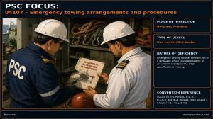 PSC FOCUS: 04107 - Emergency towing arrangements and procedure - not in a language which is understood by all crew... 