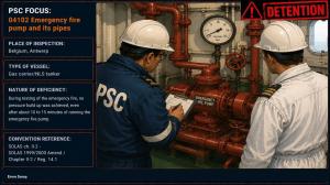 PSC FOCUS: 04102 Emergency fire pump and its pipes - During testing... 