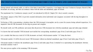 PSC FOCUS FOR CONTINUES SYNOPSIS RECORD (CSR) & INDEX AND AMENDMENT PAGES 