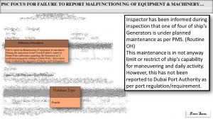 PSC FOCUS FOR FAILURE TO REPORT MALFUNCTIONUNG OF EQUIPMENT & MACHINERY… 