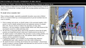 FOCUS FOR AN UNSAFE CONDITION IN DRY DOCK! - Ensuring Crew Safety: Addressing Hazards While Working at Heights on Lifeboat Davits 