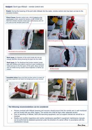 Davit type lifeboat remote control wire 