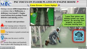 PSC FOCUS ON FLOOR PLATES IN ENGINE ROOM  