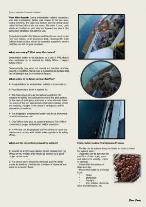 Inoperable embarkation ladders 