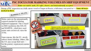 PSC FOCUS FOR MARKING VOLUMES ON SHIP EQUIPMENT_Better use metric units. It’s safer, clearer, and internationally accepted. 