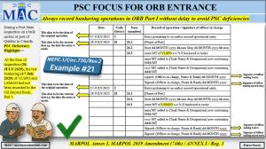 PSC FOCUS FOR ORB ENTRANCE_                  Always record bunkering operations in ORB Part I without delay to avoid PSC deficiencies 