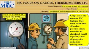 PSC FOCUS ON GAUGES, THERMOMETERS ETC_Level gauge for the steering gear reserve oil tank defective 