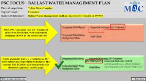 PSC FOCUS: BALLAST WATER MANAGEMENT PLAN_Ballast Water Management methods incorrectly recorded in BWMP. 